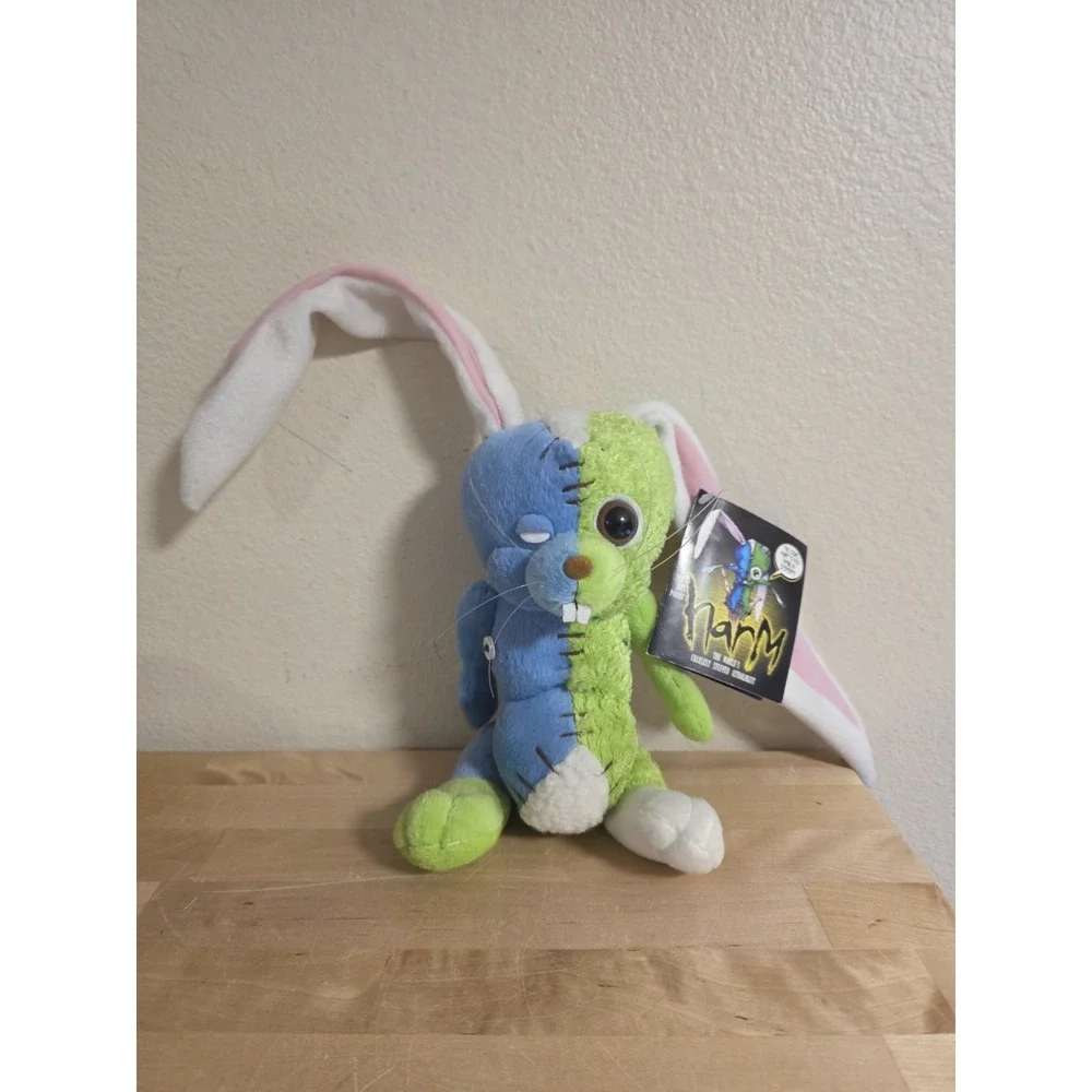 Alex Pardee's Harm Blue Green & Pink Plush Bunny 2003 With Tag Alex Pardee